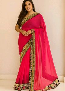 Elegant Pink Saree With Blouse