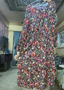 Rayon Floral Print Maxi Dress