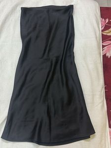 Satin Black Midi Skirt