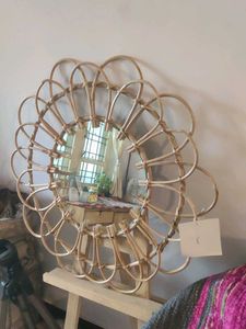 Bamboo Rattan Flower Mirror 2