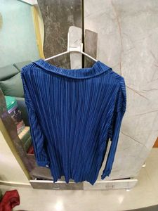 Pleated Navy Blue Shirt
