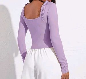 Ruched Lavender Long Sleeve Top