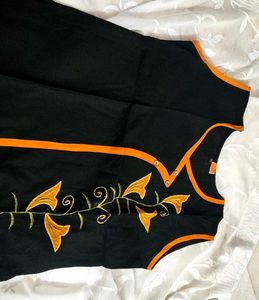Black 🖤 Embroidery Kurta Knee Length