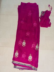 Elegant Pink Silk Saree