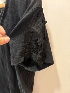 H&amp;M Black Lace Trim Top