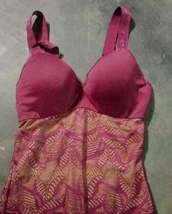Burgundy Lace Bodysuit Tummy Tucker