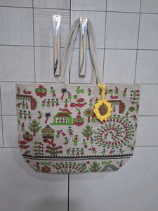 Handcrafted Tote Bag with sunflower hanging