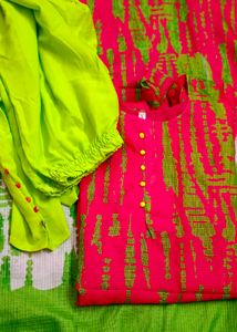 Pink &amp; Green Tie-Dye Salwar Kameez.