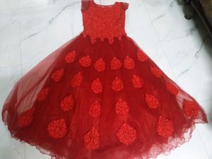 bright red gown with flares