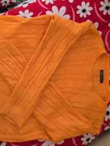 Orange Cable Knit Sweater