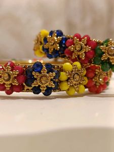 Colorful Beaded Bangles - Set of 2