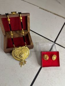 Gold-Plated Mangalsutra &amp; Earring Set