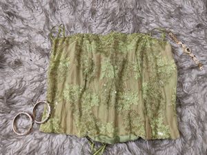 Green Ethereal Forest Fairy Sequin Top