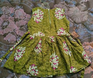 Cute Olive Green Floral Dress