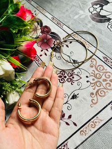 2 Pair Of Classic Gold-Tone Hoop Earring Set