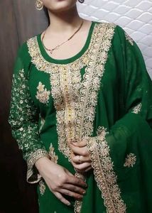 Green Kurta Plazzo With Dupatta