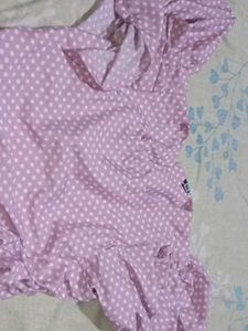 XL Pink Polka Dot Top