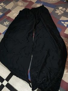 Black Embroidered Wide Leg Pants