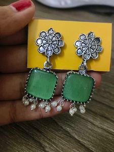 Silver Plated Emerald Earings.