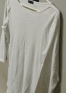 Zara Basic White 3/4 Sleeve Top
