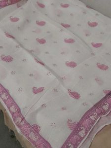 Pink Cotton Rubber Print Stiched Suit Set
