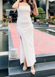 Square Neck White Maxi Dress (S)