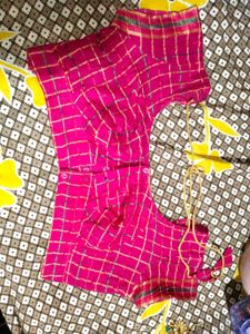 Magenta Checked Saree Blouse