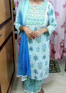 Blue Printed Kurta Set