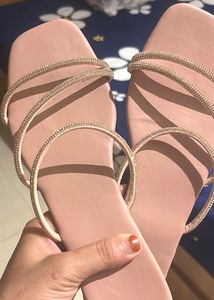 Pink Rhinestone Flats..Indian 4 Size