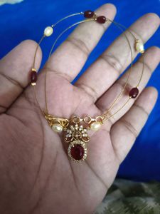 Invisible Chain With Ruby Stone Pendant