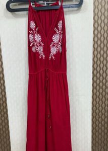Red Embroidered Sundress