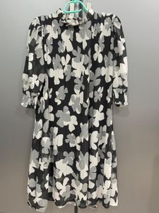 Black And White Knee Length Top