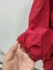 Red Ruffle Sleeve Top