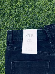 Zara High-Rise Mom Fit Trendy Denim Shorts