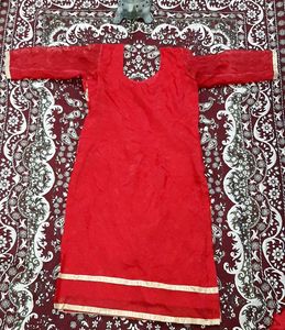 Red Colour Trouser Suit Without Dupatta