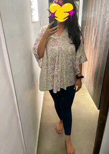 Mihika Sanganeri White Cotton Kaftan Top