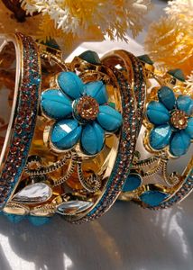A beautiful pair of blue bangle set!