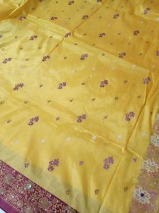 Yellow Semi Silk Saree 😍