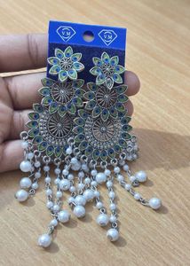 Peacock Pearl Drop Earrings
