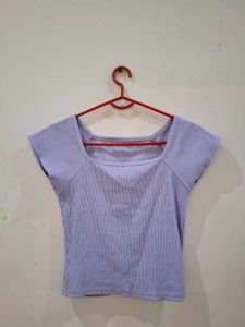 Cute Lavender Ribbed Top