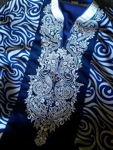 Blue &amp; White Patterned Kurthi