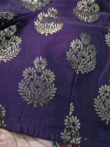 Purple Boat Neck Festive Blouse
