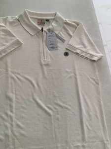 Textured White Polo T-Shirt