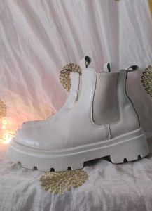White Platform Chelsea Boots