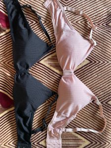 Combo Of 2 Bralettes, Pink And Black