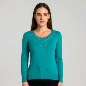 Teal Embellished Sweater