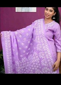 Lavender Embroidered Kurta Set