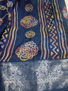 used joint Elegant Blue Embroidered Saree