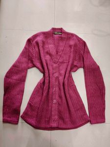 Pink Button-Down Cardigan