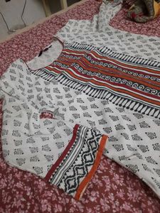 Self Print Kurti Cotton Long Office College Wear